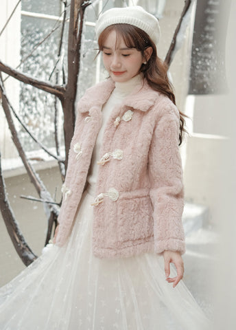 Abrigo de piel con botones Little Rose