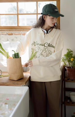 Sudadera polo con conejitos lindos