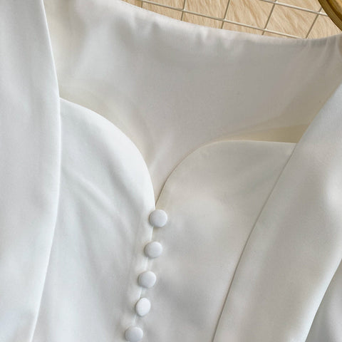 Puff Sleeve Sweetheart Button Up Blouse