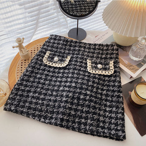 Preppy-karierter Tweedrock