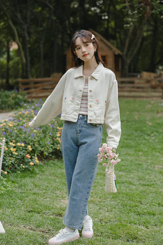 Personal Garden Embroidered Denim Jacket