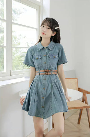 Button Up Denim Mini Dress