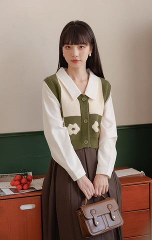 Chaleco retro Daisy con bloques de color y doble uso