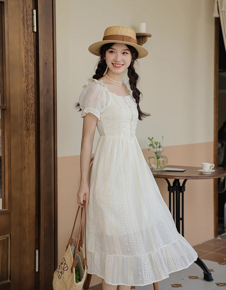 Broderie Lace Midi Dress