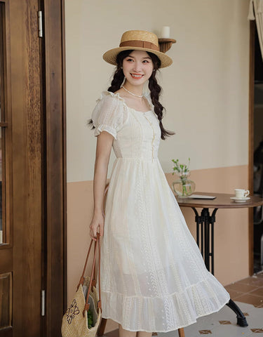 Broderie Lace Midi Dress