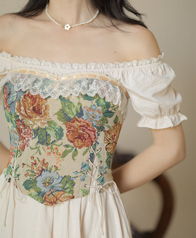 Rustic Floral Jacquard Corset