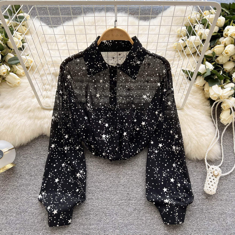 Sheer Starry Button Up Shirt