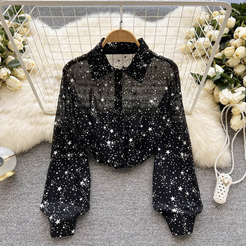 Sheer Starry Button Up Shirt