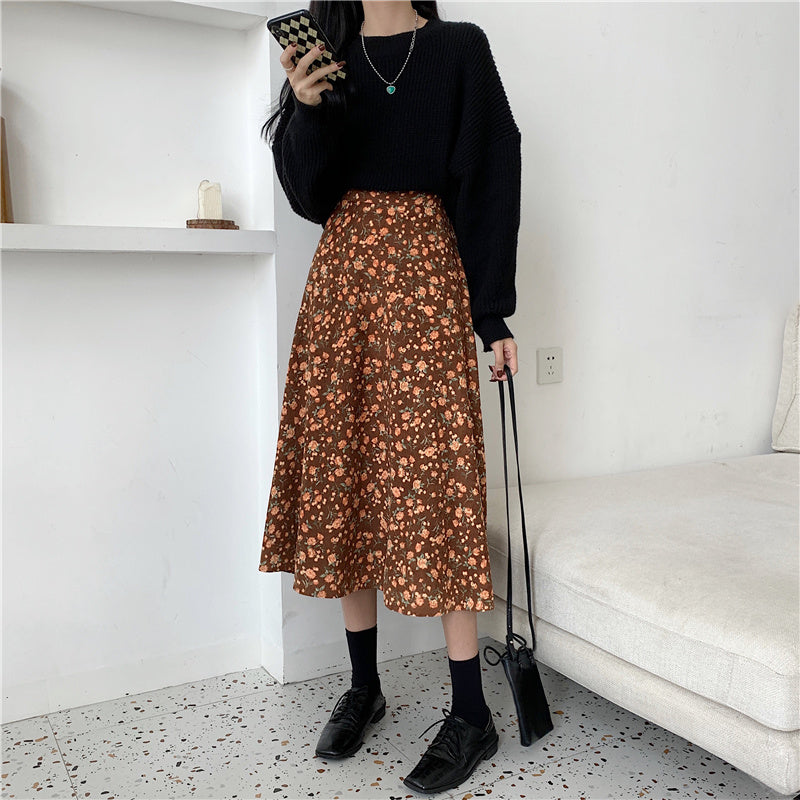 Fall Florals Midi Skirt