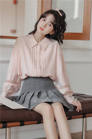 Pintuck Puff Sleeve Blouse