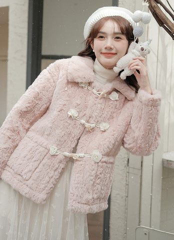 Abrigo de piel con botones Little Rose