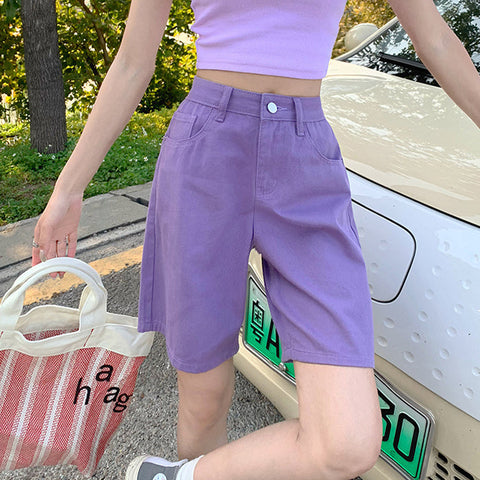 Rainbow Denim Bermuda Shorts