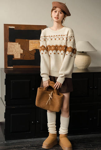 Suéter Fair Isle color canela