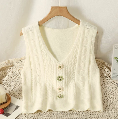 Matcha Pom Pom Daisy Vest