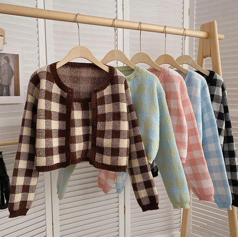 Gingham Cropped Cardi & Cami Set