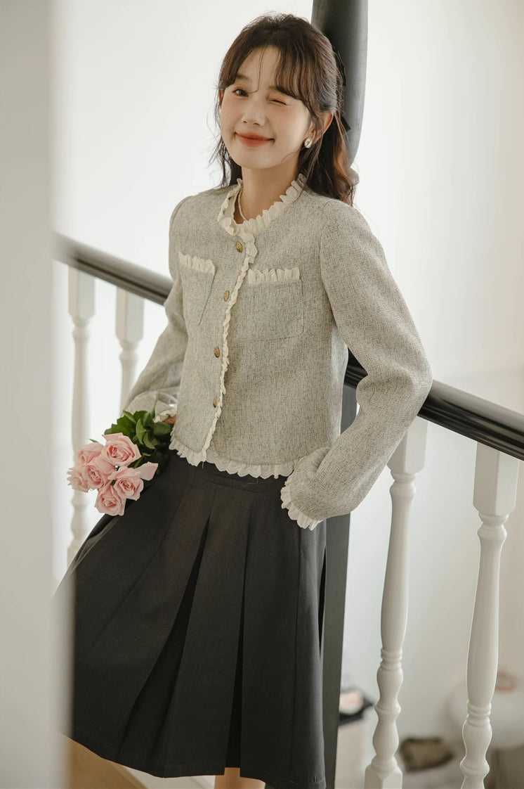 Lace Trim Tweed Jacket