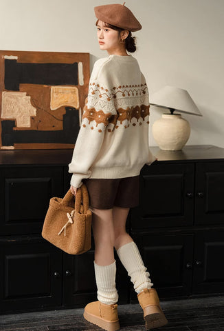 Suéter Fair Isle color canela