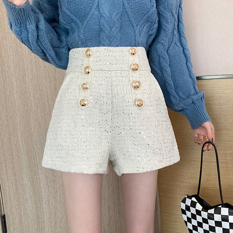 Pantalones cortos de tweed con lentejuelas a medida