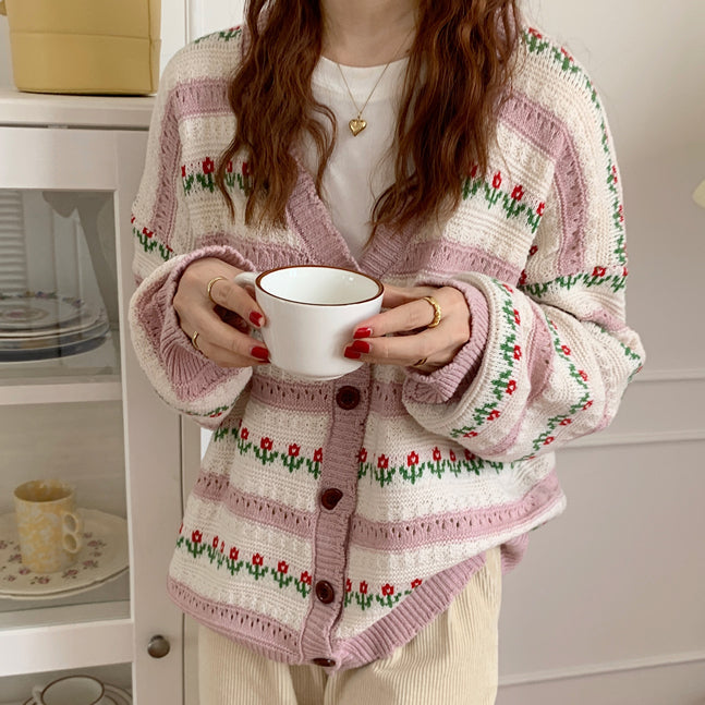 Floral Stripe Cardigan