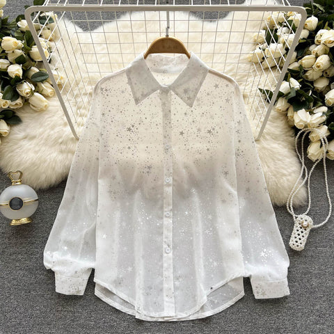 Sheer Starry Button Up Shirt