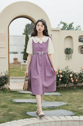 Wild Garden Button Pinafore Dress