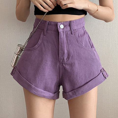 Shorts vaqueros con dobladillo jugoso