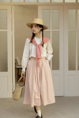 Ruffle Broderie Trim Blouse