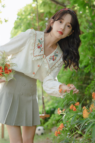 Floral Blooms Embroidered Blouse