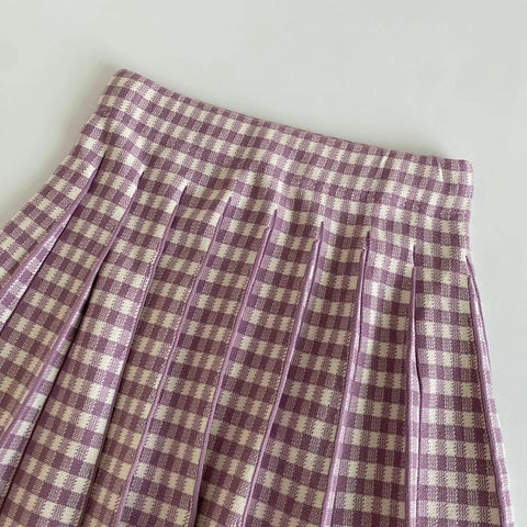 Faltenrock aus Gingham-Strick