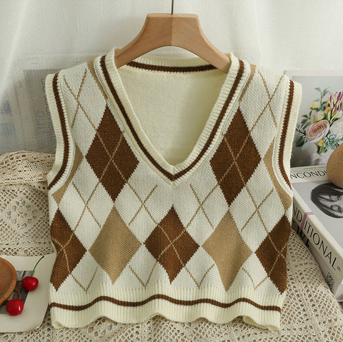 Spiced Argyle Plaid Vest Set