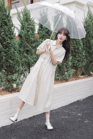 Wild Garden Button Pinafore Dress