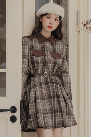Brown Sugar Plaid Shirt Dress