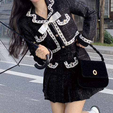 Conjunto de tweed sencillo y elegante