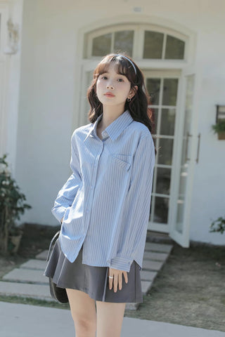 Boyfriend Stripe Button Up Shirt