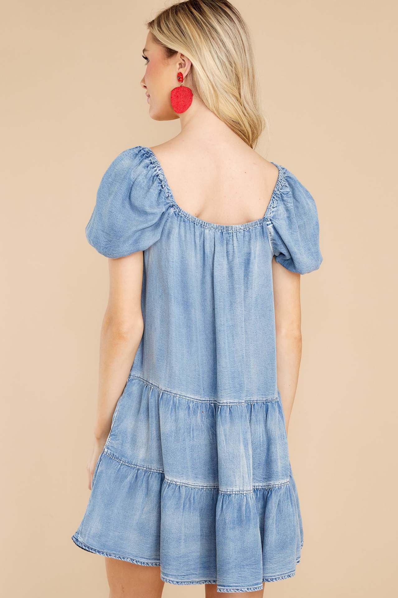 Denim Puff Sleeve Mini Dress