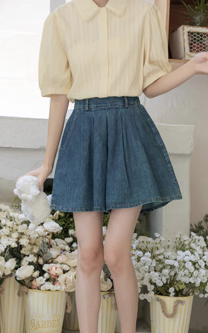 Flared Denim Shorts