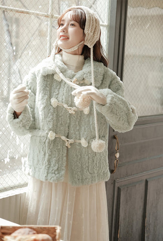 Abrigo de piel con botones Little Rose