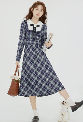 Uni Plaid Midi Dress