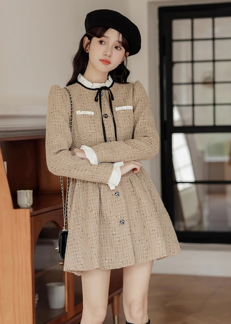 Latte Tweed-Minikleid