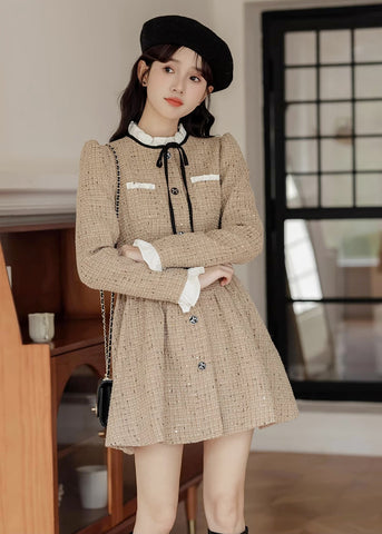 Latte Tweed-Minikleid