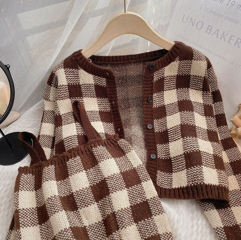 Gingham Cropped Cardi & Cami Set