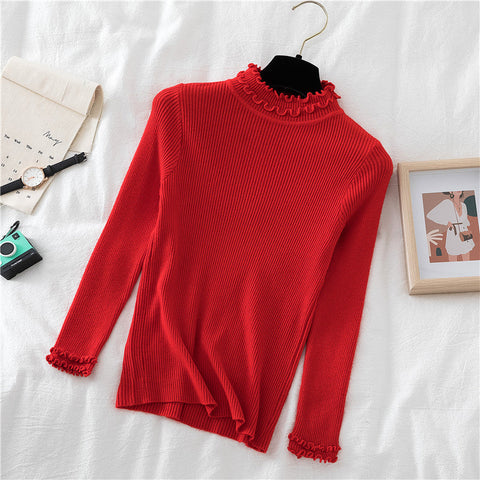 Basic Frilly Mock Neck Sweater