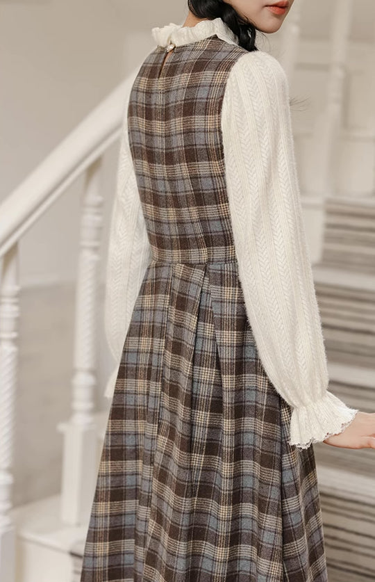 Mint Mocha – Kariertes Twofer-Midikleid