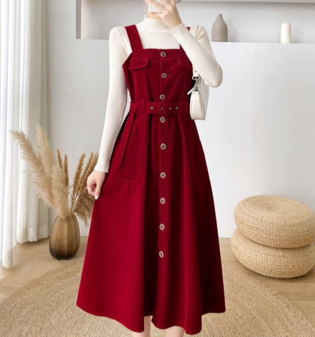 Corduroy Button Up Midi Dress