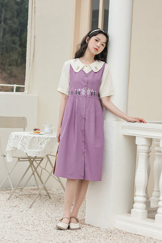 Wild Garden Button Pinafore Dress