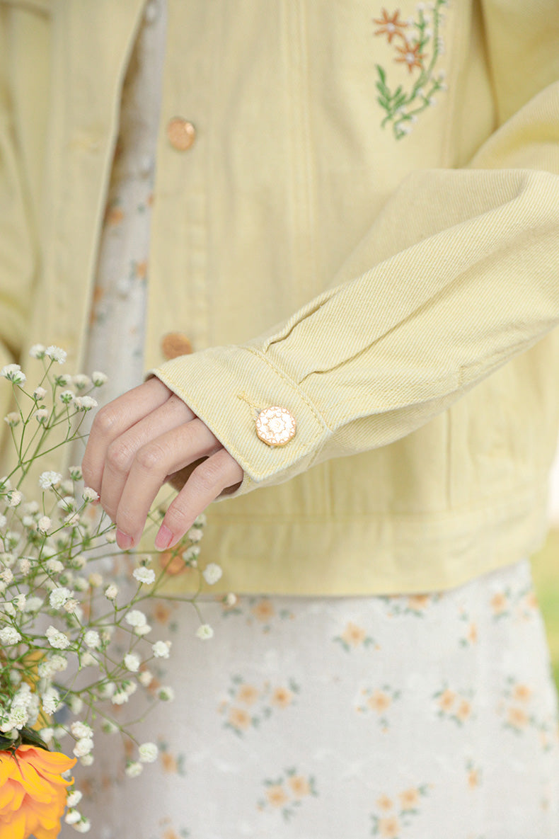 Daisy Garden Embroidered Denim Jacket