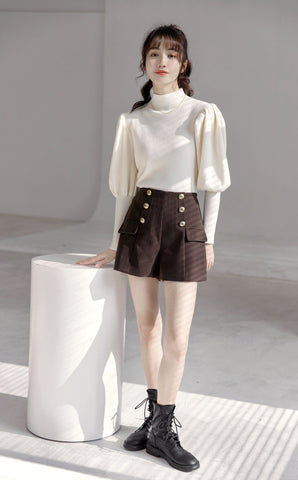 Puff Sleeve High Neck Sweater