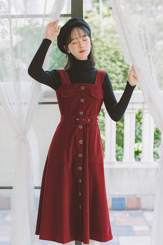 Corduroy Button Up Midi Dress