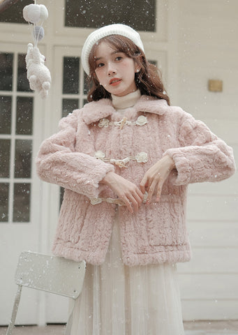 Abrigo de piel con botones Little Rose