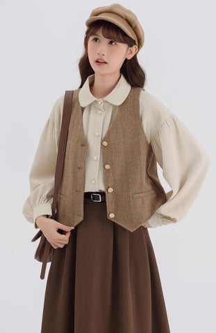 Waffle Puff Sleeve Blouse